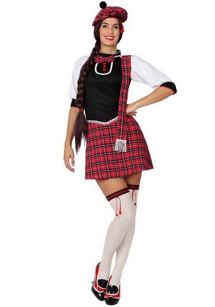Schottenkostüm-Damen-Frauen-Erwachsene-Kilted-Skirt-Kilt-Schottenrock