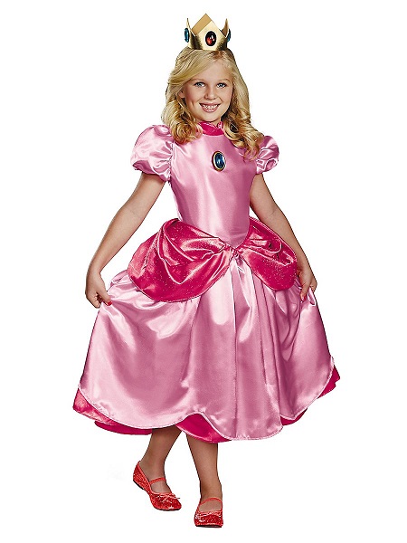 Prinzessin-Peach-Kostüm-Kleid-Kinder-Mädchen